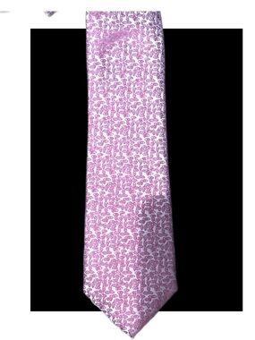Copy - Vintage HBNY Pink Patterned Men’s Silk Tie  Textured with a Silvery Sheen